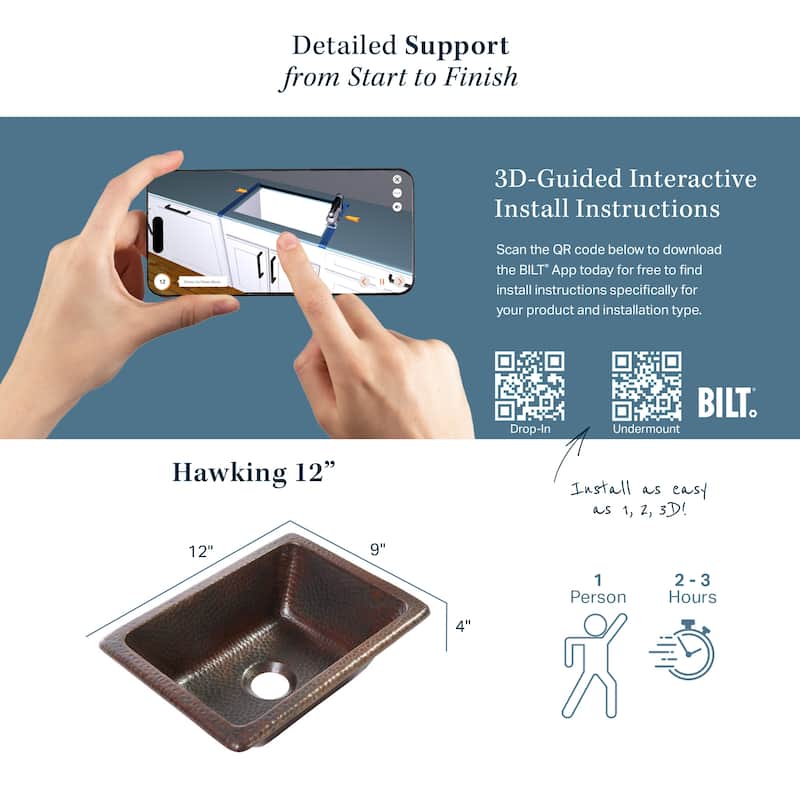 Hawking 12" Dual Flex Bathroom Sink in Copper