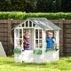 preview thumbnail 2 of 6, Outsunny Kids Wooden Playhouse, Outdoor Garden Games Cottage, with Working Door, Windows, Flowers Pot Holder, 47" x 38" x 54"