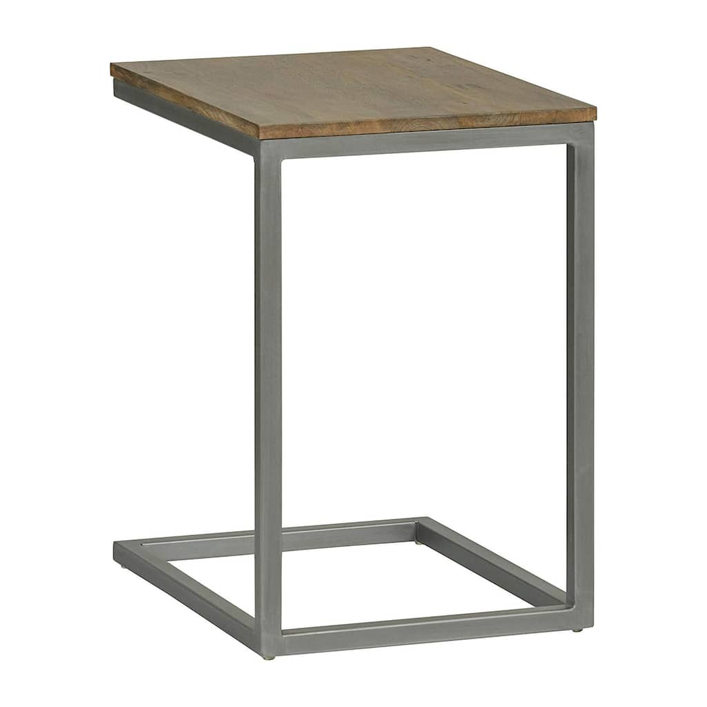 Aiken Modern Accent "C" Table with Mango Top & Steel Frame