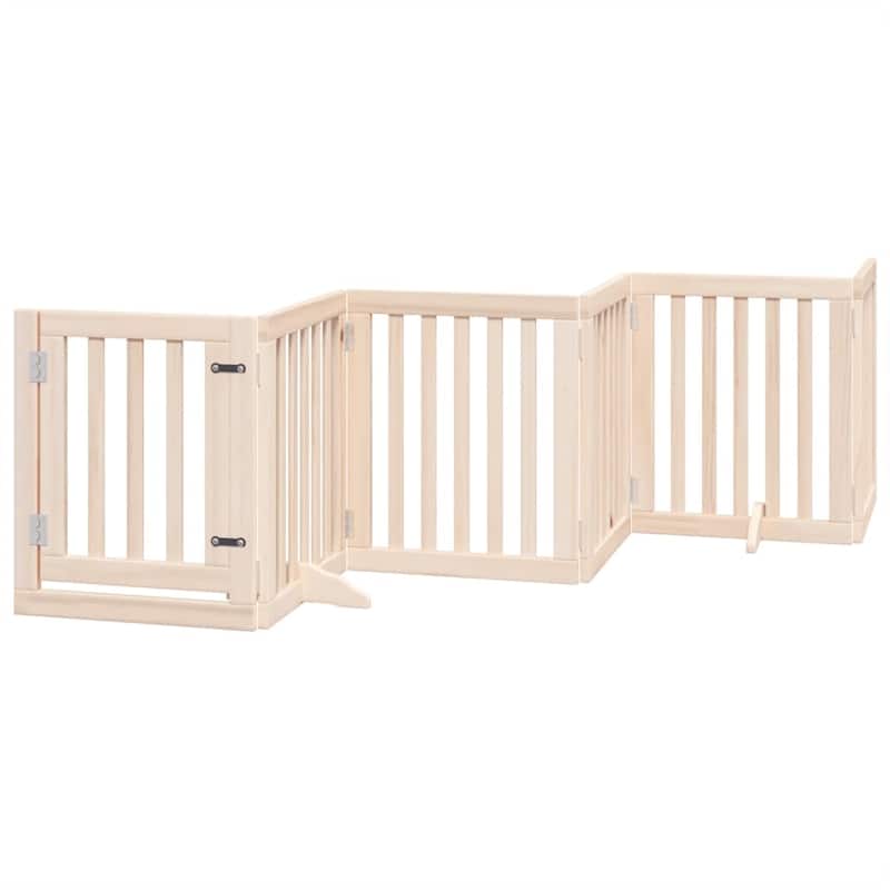 vidaXL Dog Gate Poplar wood Foldable Dog Gate Rectangular