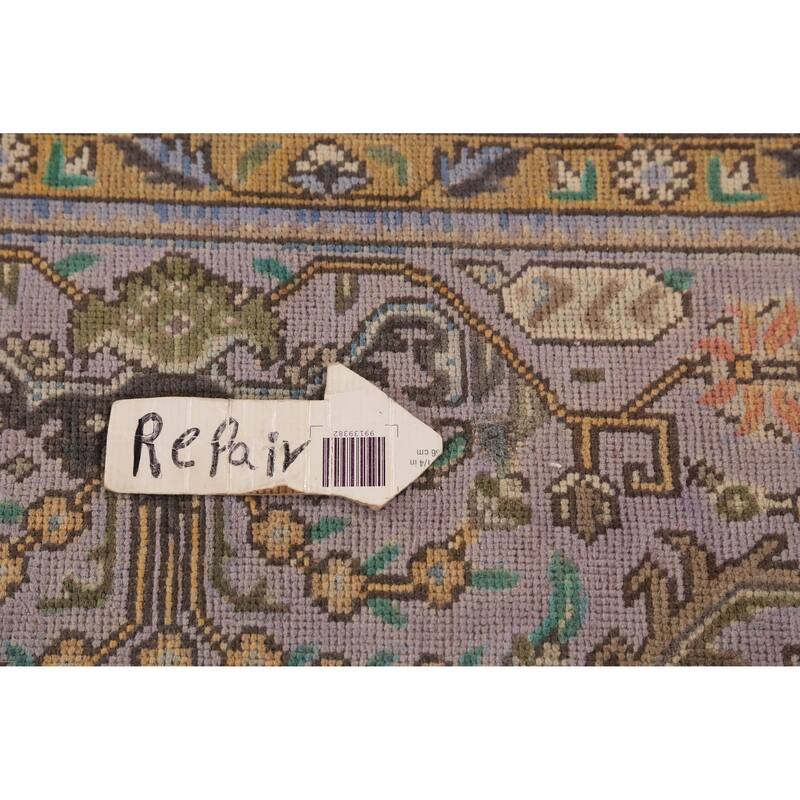 Hand Knotted Oriental 100% Wool Carpet Traditional Medallion Purples Tabriz Area Rug - 11' 1'' X 7' 9''