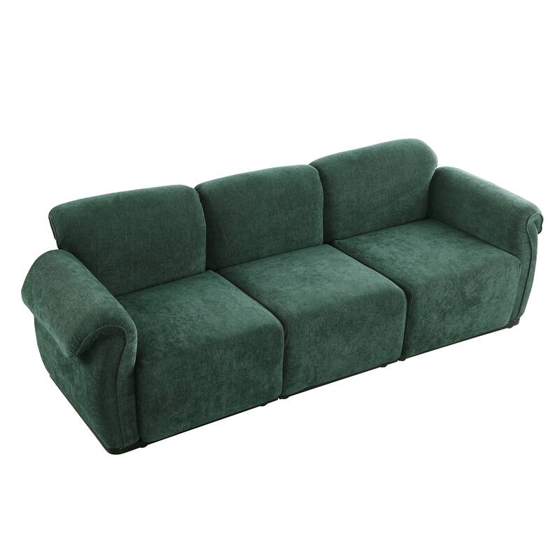93" 3-Seater Chenille Modular Sofa - Fashionable Sofa with Iron Frame for Living Room, Bedroom