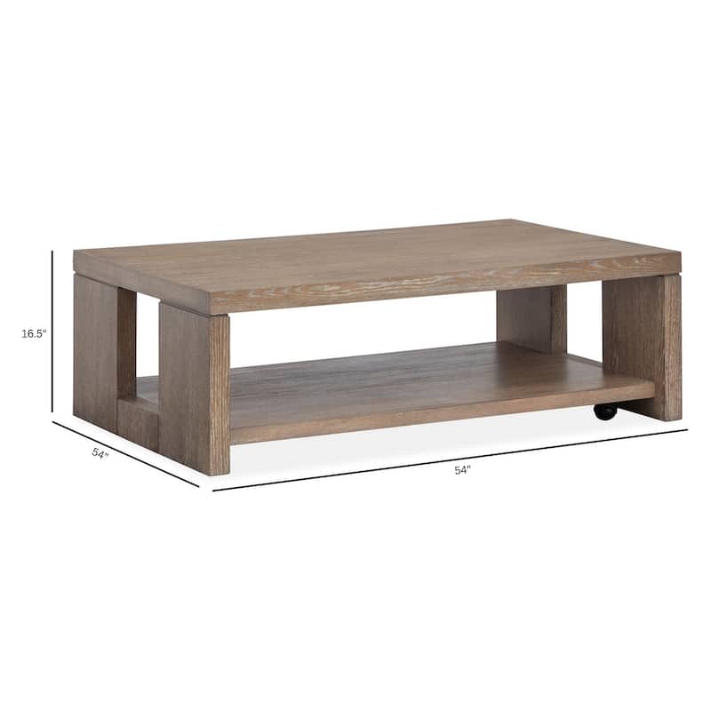 Magnussen Home Conway Spiced Brown Rectangular Cocktail Table With Casters - 50''W x 30''D x 16.5''H