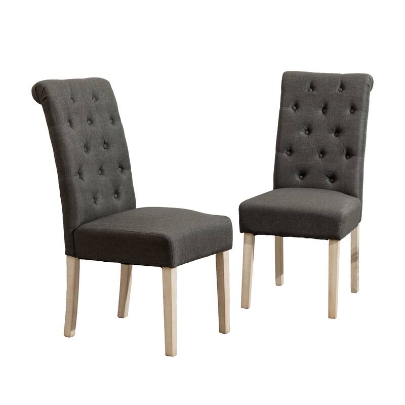 Contemporary 5-Piece Dining Set with Round Table and Button-Tufted Chairs - Solid Wood Construction for Lasting Durability