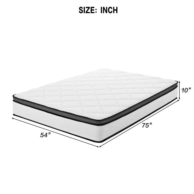Full Mattress, 10 Inch Full Hybrid Mattress in a Box,Individually Wrapped Pocket Coils Innerspring Mattress, Medium Firm