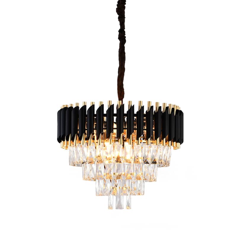 Transitional 8-Light Black And Gold Stainless Steel Chandelier