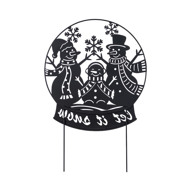 Glitzhome 30"H Christmas Metal Silhouette Snowman or Reindeer Family Yard Stake Wall Decor (Two Function)