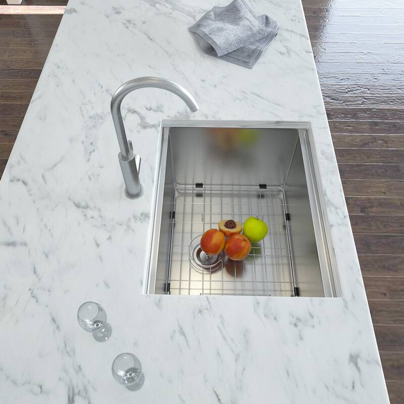 24'' Undermount 16 Gauge Single Bowl Stainless Steel Kitchen Sink in Brushed Nickel - 24'' x 18'' x 13''