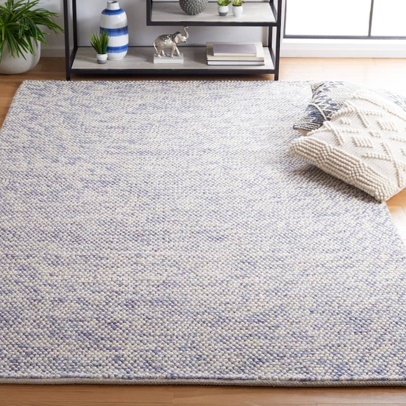 SAFAVIEH Handmade Natura Onica Wool Rug - 6' Square - Blue/Ivory - Square