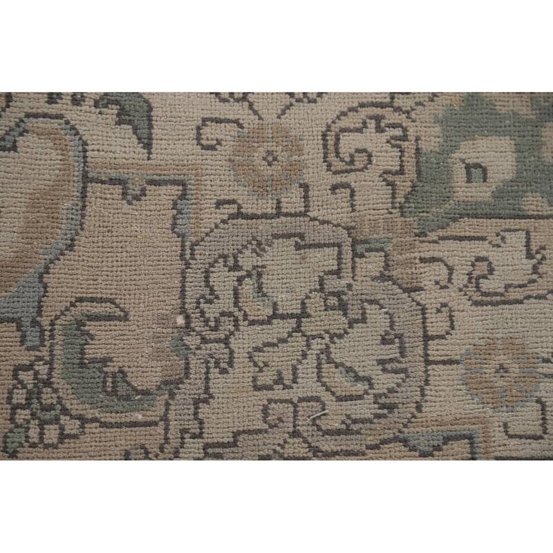 Hand Knotted Oriental 100% Wool Carpet Traditional Medallion Beige & Ivories Tabriz Area Rug - 11' 2'' X 8' 1''