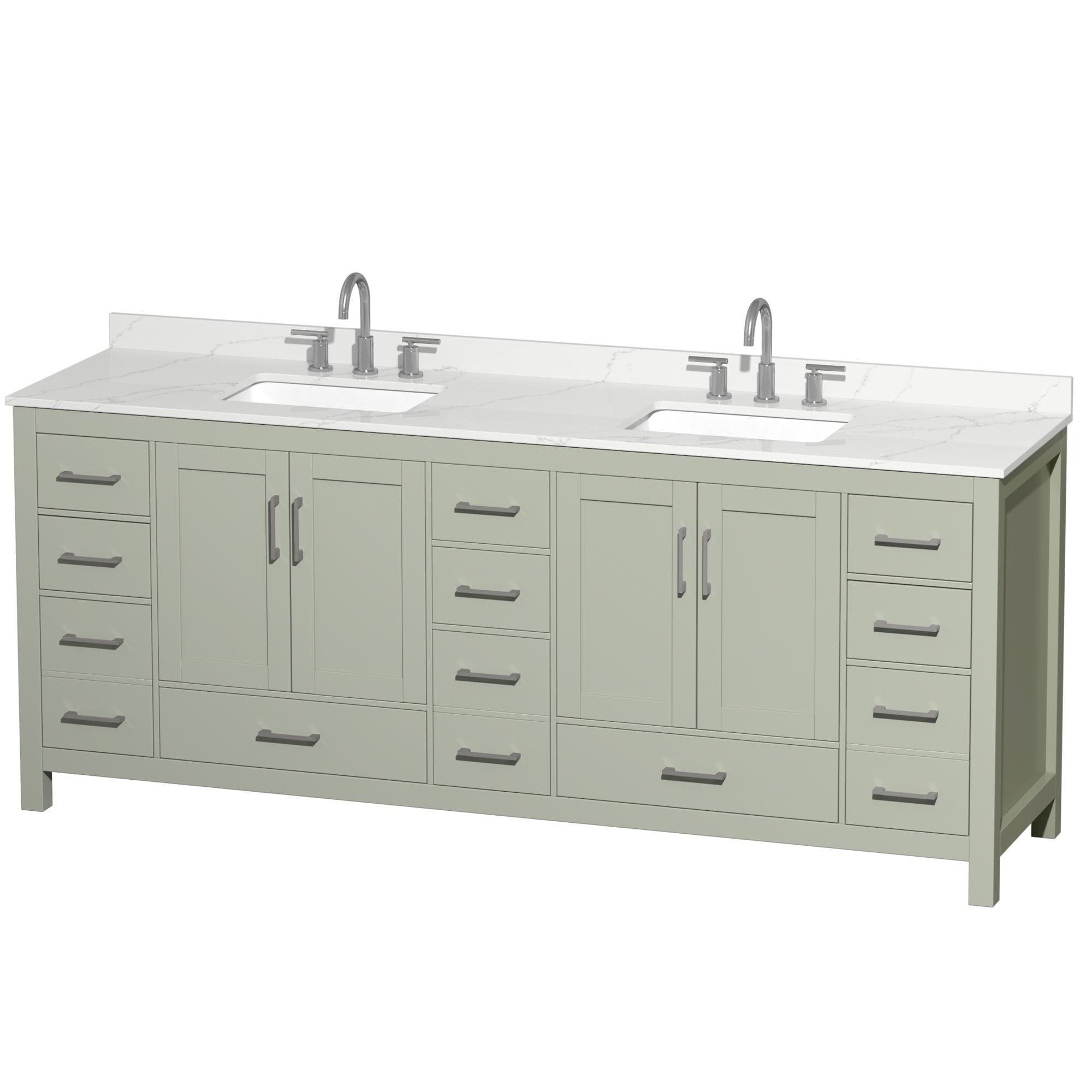 Sheffield 84-inch Double Vanity, 3 Hole Quartz Top