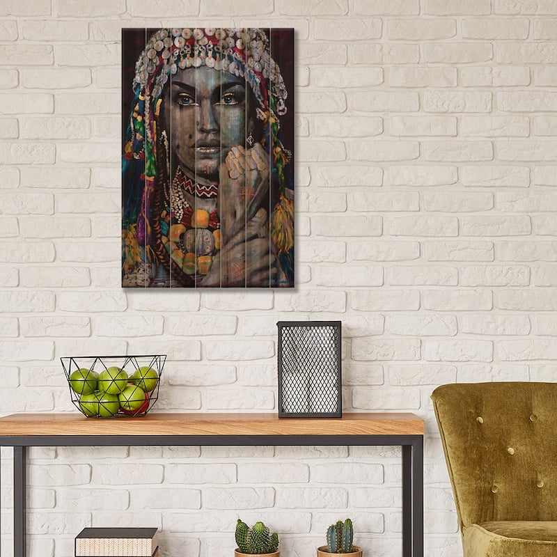 Berber - Amazigh Lady Print On Wood by Tadaomi Kawasaki - Multi-Color