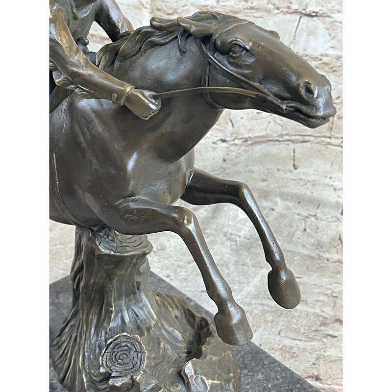 Bronze Sculpture By Antoine Bofill - Le Dernier D’Une Race - Native American On Horse