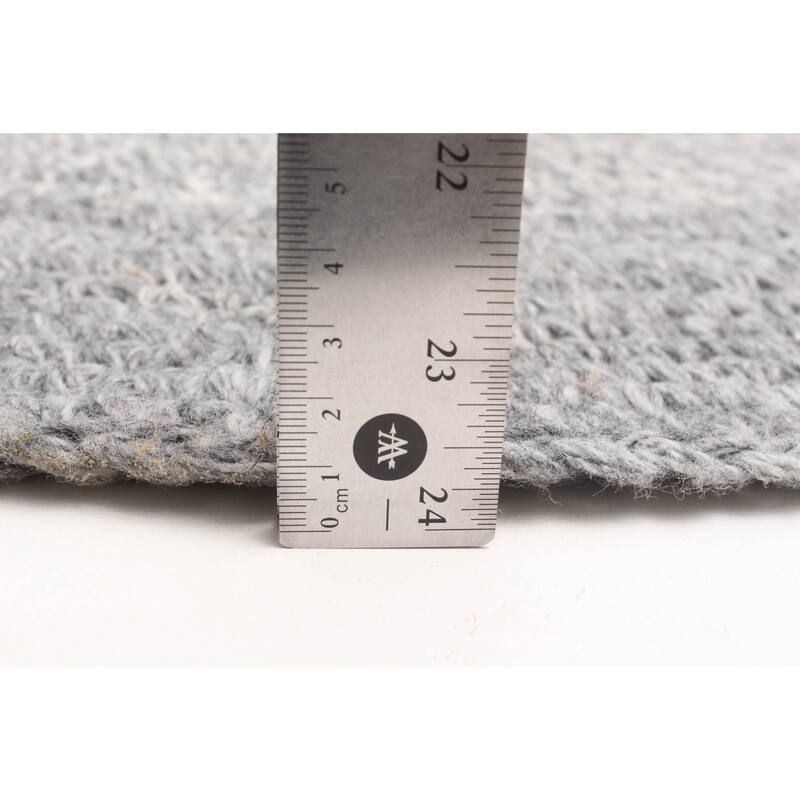 ECARPETGALLERY Braid weave Sienna Light Grey Wool Rug - 4'0 x 4'0