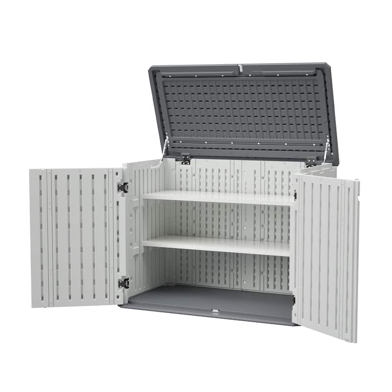 GDFStudio - Hayes Large Horizontal Lockable Outdoor Storage Shed with Removable Shelf