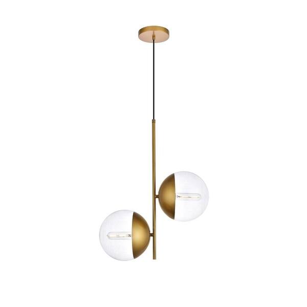 slide 2 of 12, Modern 2-light 17-inch Double Bubble Pendant w/ Clear Glass