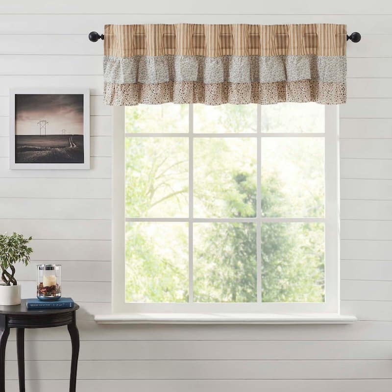 Kaila Ticking Gold Ruffled Valance 16x72 - Yellow