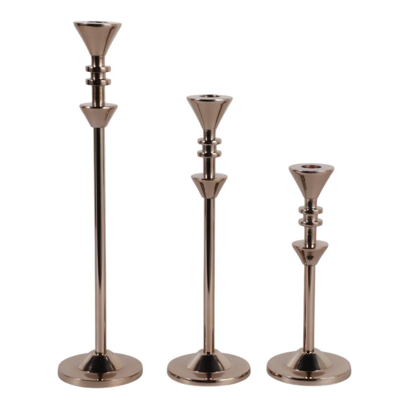 Metal Candle Sticks Sleek Modern Design Home Decor - 10/13/16" Bronze - 3.75" x 3.75" x 15.5"