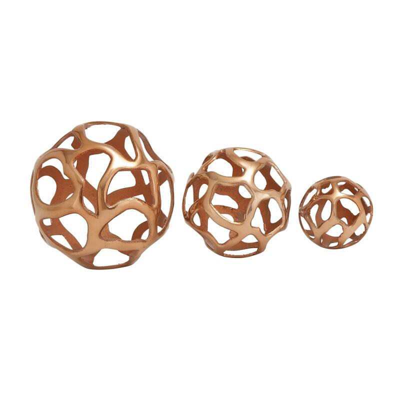Contemporary Aluminum Metal Geometric Sculpture (Set of 3) - Silver, Copper, Brass