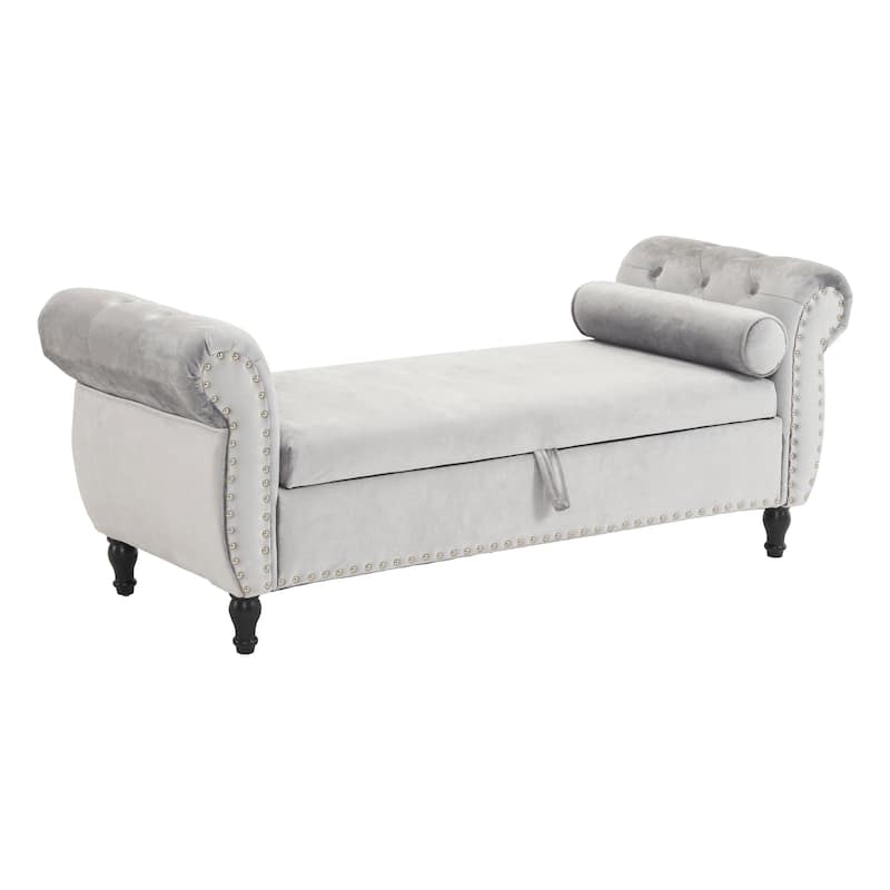 Xanthia Traditional Velvet Multifuntional Storage Ottoman Bench with Pillow by Christopher Knight Home