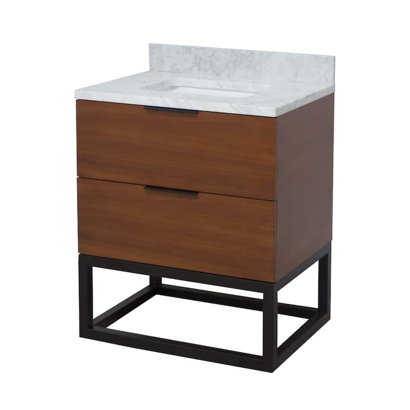 KitchenBathCollection Mia 30" Bathroom Vanity with Carrara Marble Top