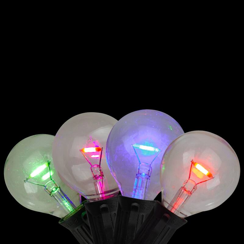 Transparent G40 Globe Christmas Light Set - Multi-Color - 7 ft Black Wire - 10ct