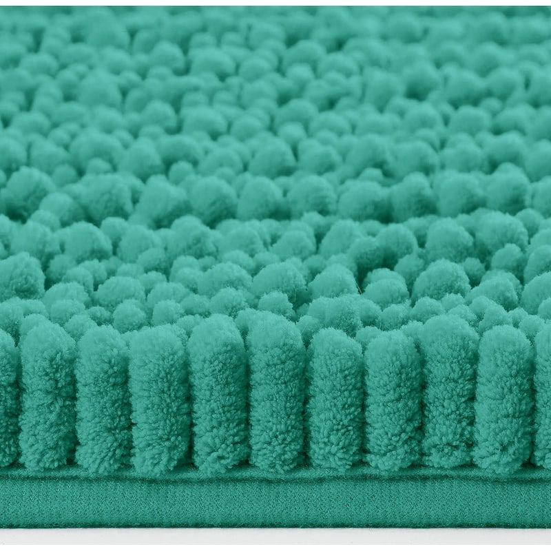 Turquoise Soft Cozy Plush Chenille Contour Bath Mat Bathroom Rug