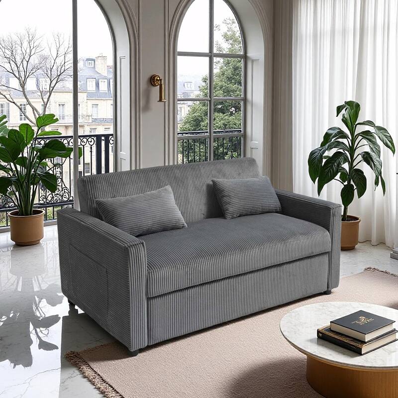 Corduroy Futon Sofa Bed - 3-in-1 Convertible Sleeper - Green