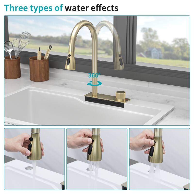33" Single Bowl Drop In Waterfall Kitchen Sink with Pull-Out Faucet