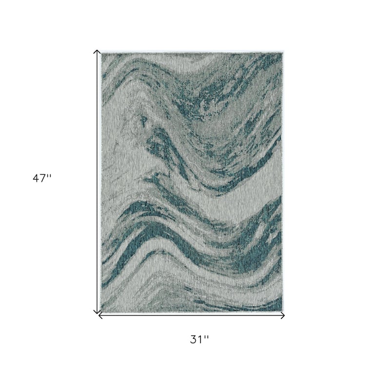 Cave Unique Abstract Weather Resistant Current & Stylish Outdoor Rug
