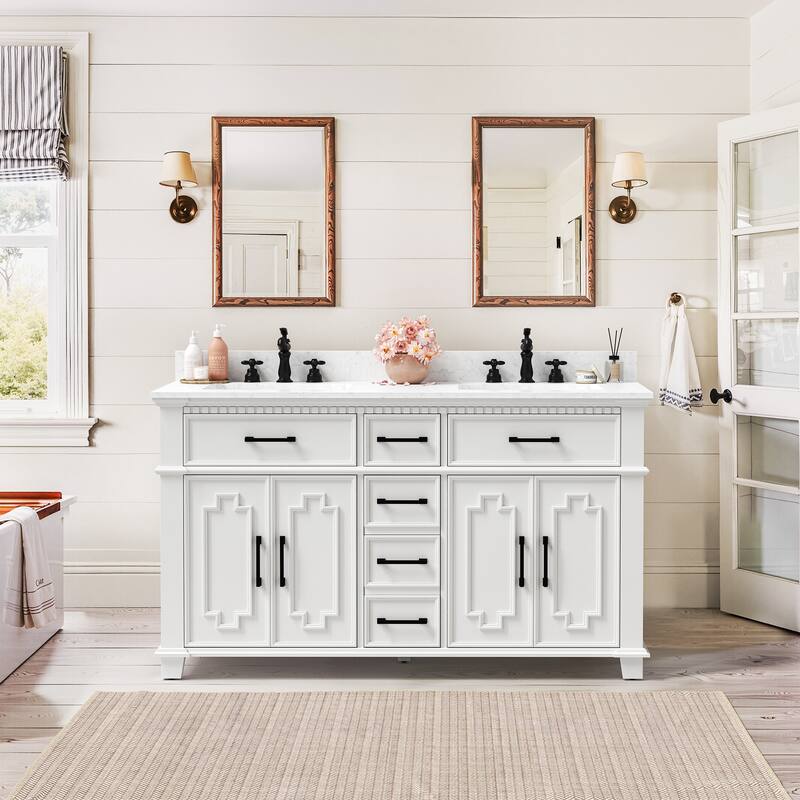 36 Inch Bathroom Vanity with Sink, Soft-Close Sliding Drawers & Cabinet, Bathroom Vanity Cabinet Set in White