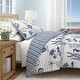 preview thumbnail 1 of 3, Linery & Co. Navy Nautical Pattern Microfiber Quilt Set With Shams Navy - King