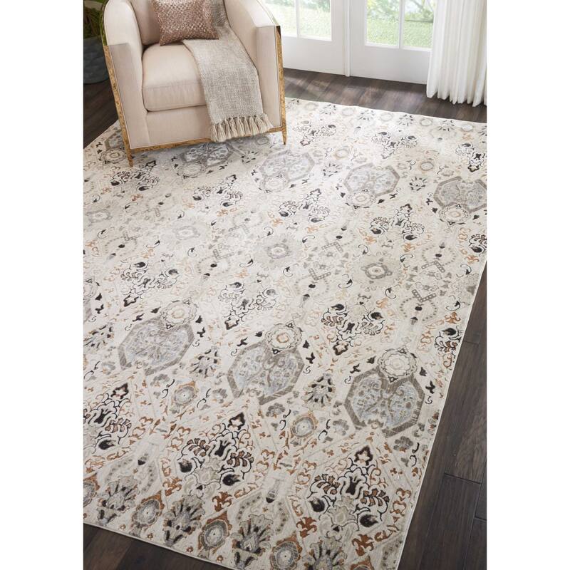 Silver Screen Floral Modern Area Rug