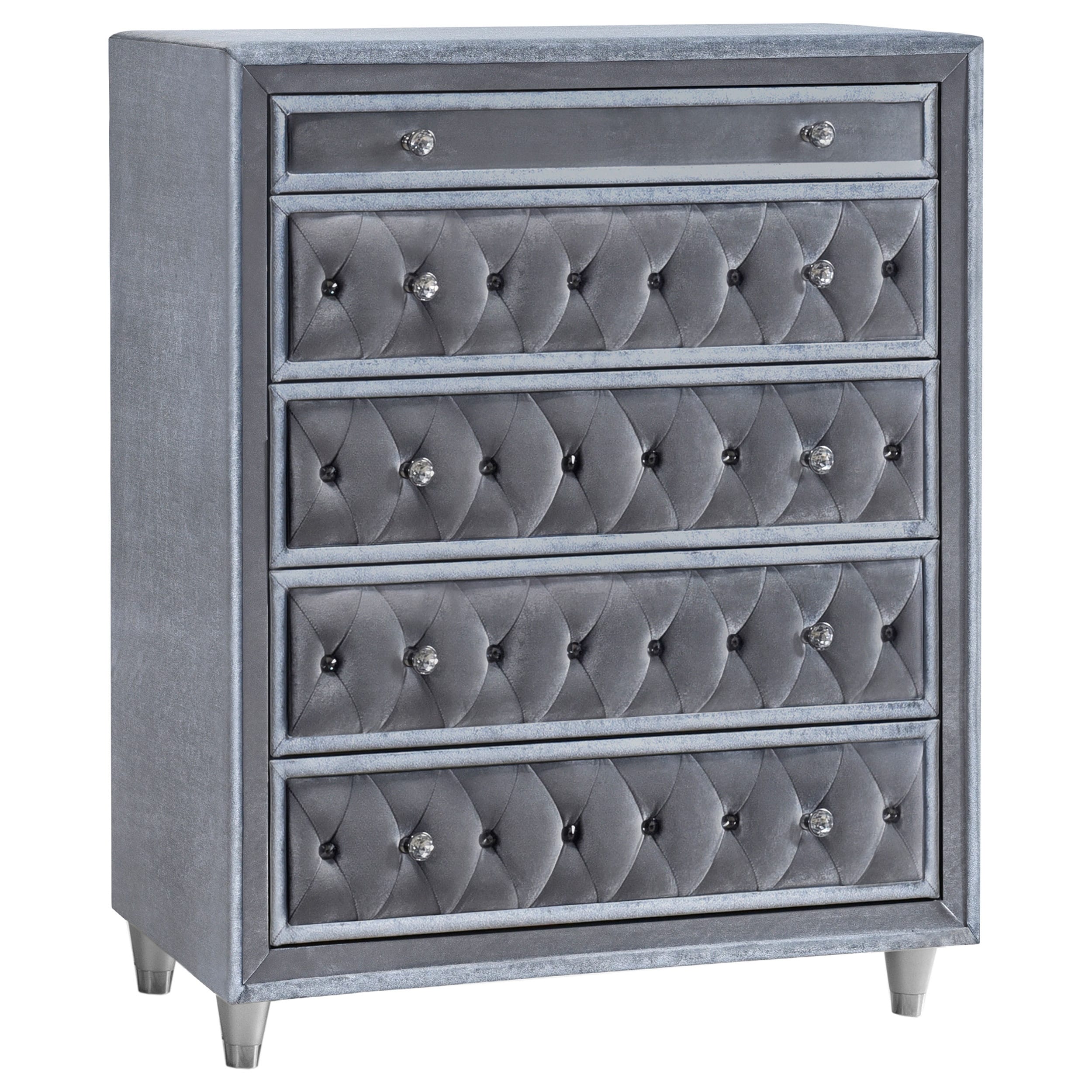 Grey tufted dresser sale