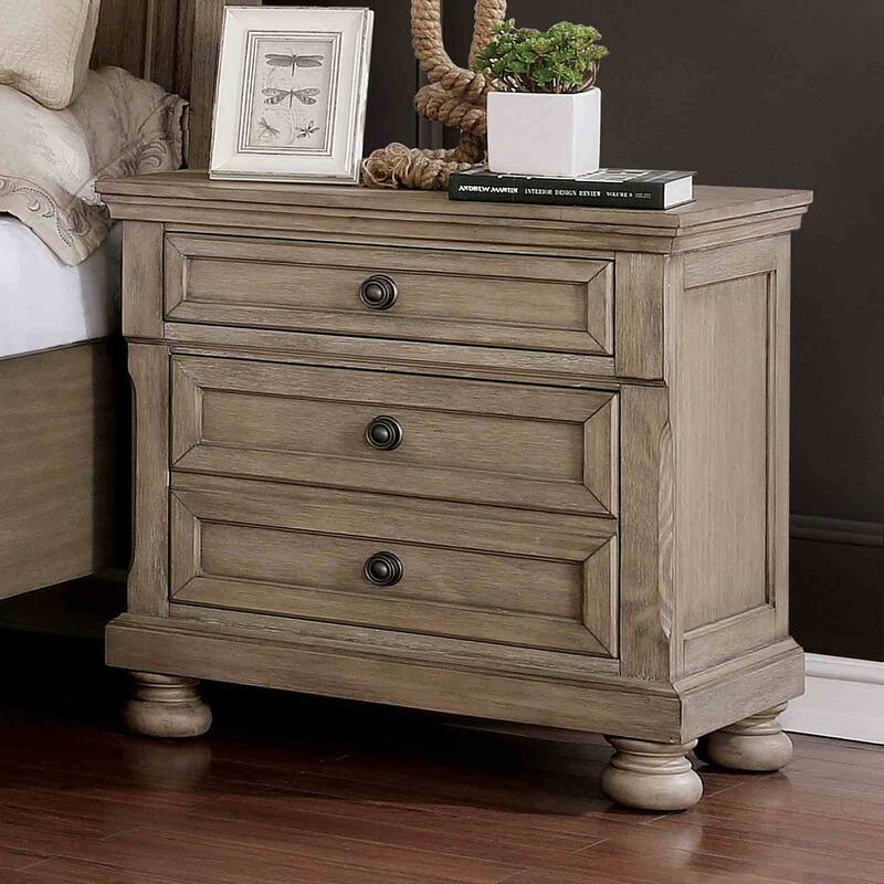 Transitioanl Gray Finish 4 Piece Bedroom Set with USB Charger on Nightstand