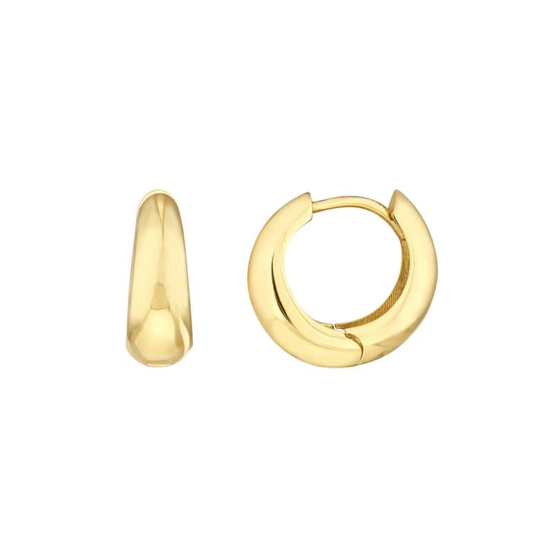 Curata 10k Yellow Gold 12mm Graduated Small Puff Hinged Hoop Earrings
