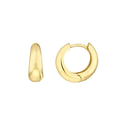 Curata 10k Yellow Gold 12mm Graduated Small Puff Hinged Hoop Earrings