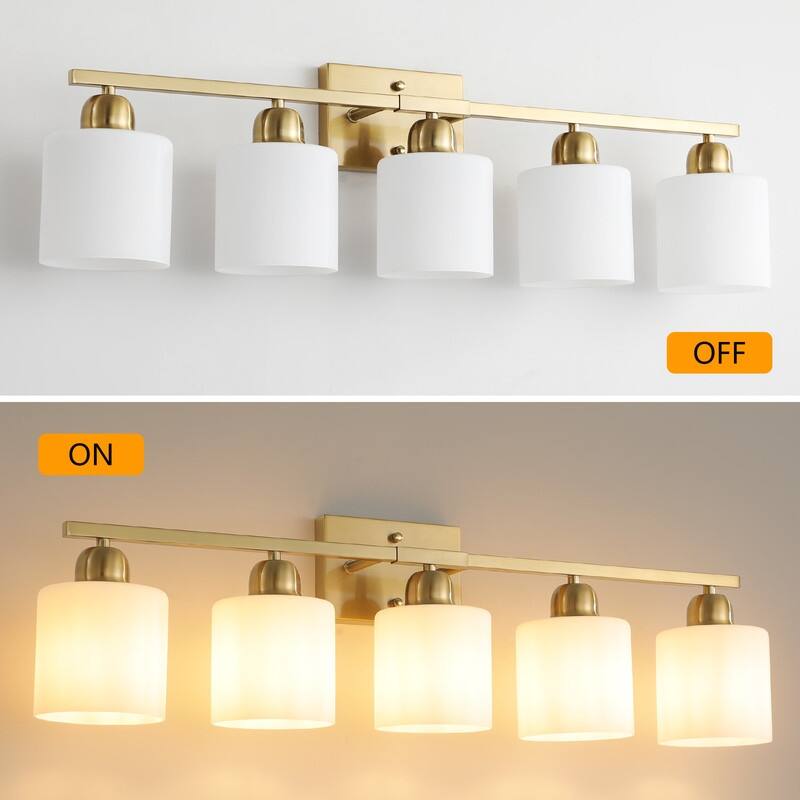 Modern Bathroom Vanity Light With Frosted Milk Glass Shades