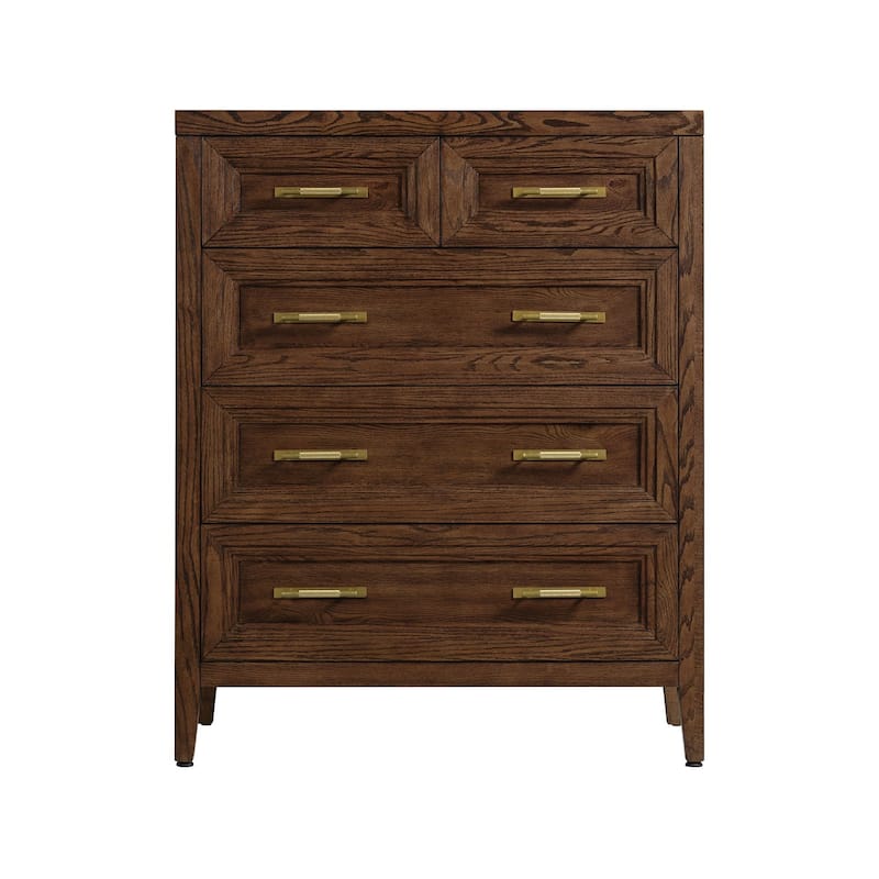 Marlow 5-Drawer Solid Oak Chest, Sable