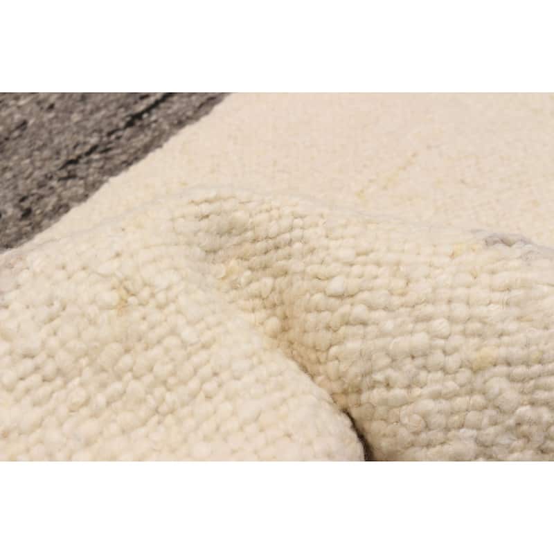 ECARPETGALLERY Flat-Weave Marrakech Cream Wool Kilim - 5'3 x 8'3