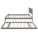 preview thumbnail 17 of 32, Full Size Platform Bed with Adjustable Trundle & Sturdy Headboard, Grey