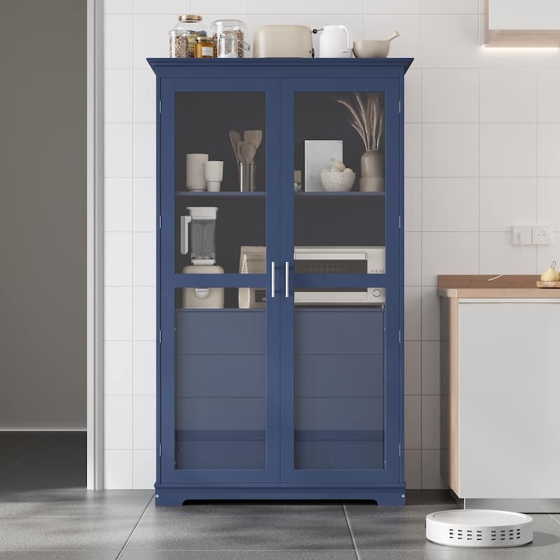 Freestanding Kitchen Pantry Storage Display Cabinet with 4 Drawers