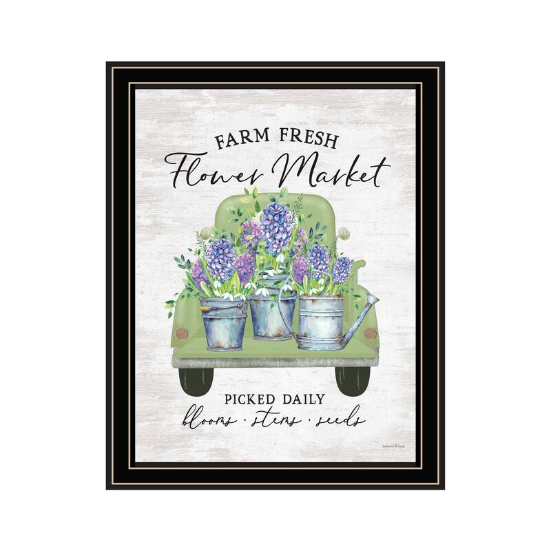 TrendyDecor4U Contemporary "Flower Market - Hyacinths" Framed Print Wall Art - Multi