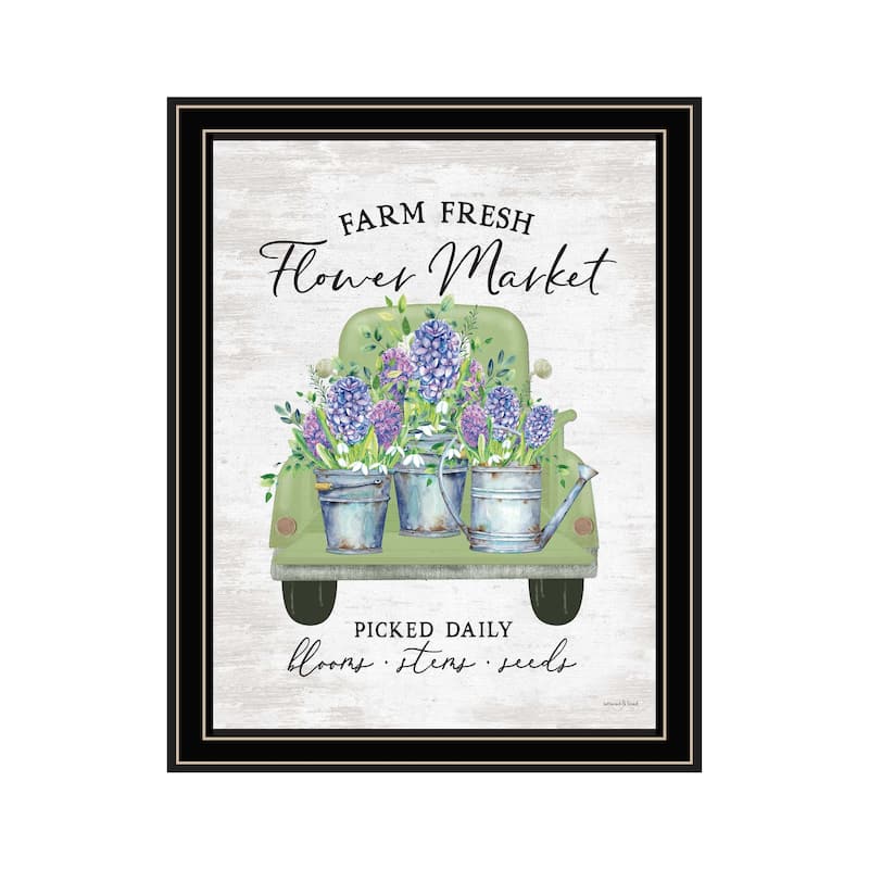 TrendyDecor4U Contemporary "Flower Market - Hyacinths" Framed Print Wall Art - Multi
