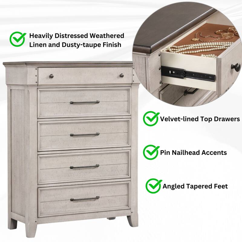 Roundhill Furniture Walcott 5-Drawer Bedroom Chest