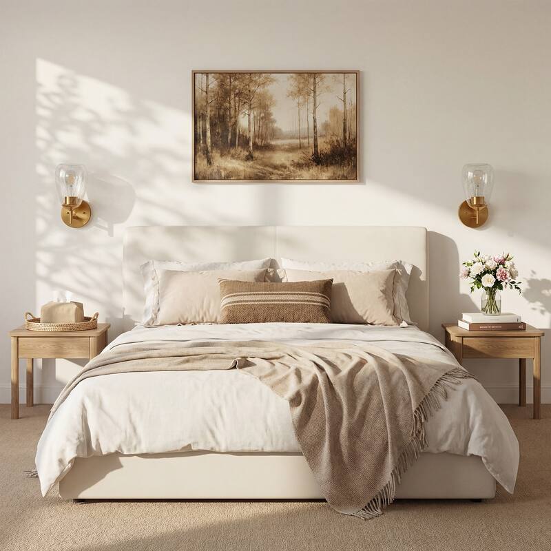 1-light Clear Glass Shade Wall Sconces For Bathroom, Living Room（set Of 2)