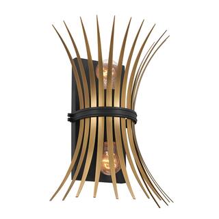 Kichler Lighting Baile 16 inch 2-Light Wall Sconce Natural Brass and Black
