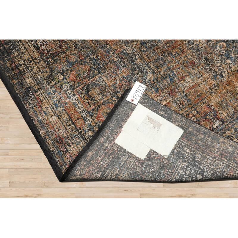 Transitional Beige Wool and Bamboo Silk Oriental Rug Machine Made - 5' 2'' x 7' 7''
