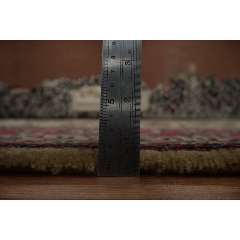 Hand Knotted Oriental 100% Wool Carpet Traditional All-Over Beige & Ivories Kashan Area Rug - 12' 7'' X 9' 1''