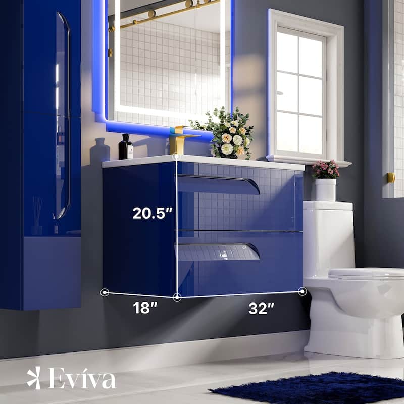 Eviva Joy 32"W Bath Vanity with Integrated Porcelain Sink